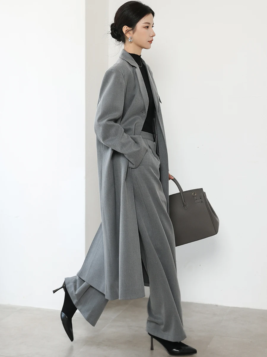 

DianThia ey Suit Coat Women's Outerwear Faionable Long Windbreaker Spring 2026 Sli Commute Sle Loose Fit Long Sves