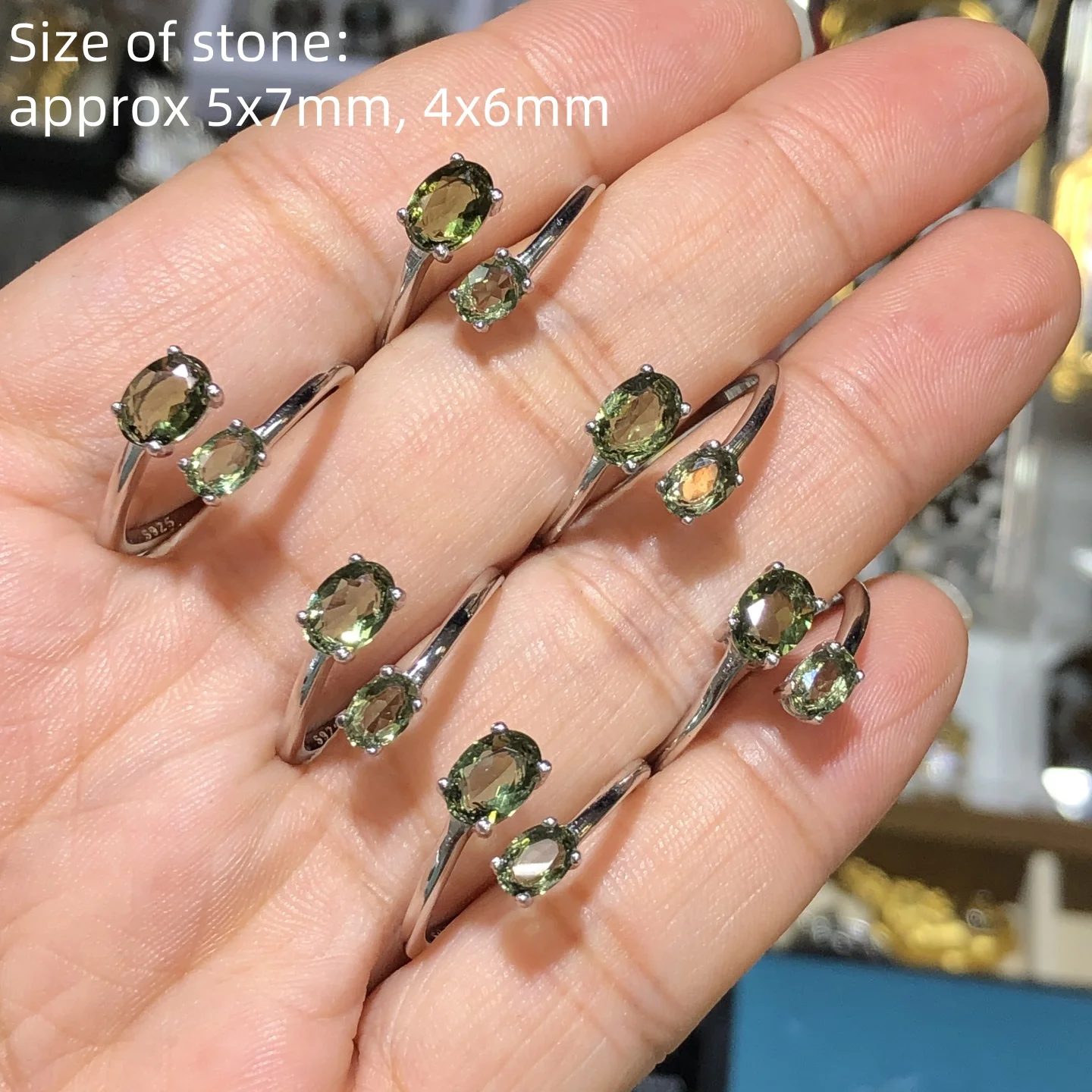 

1 Pc Natural Moldavite Ring Faceted Oval 925 Sterling Silver Resizable Reiki Healing Stone Fashion Jewelry Gift For Women