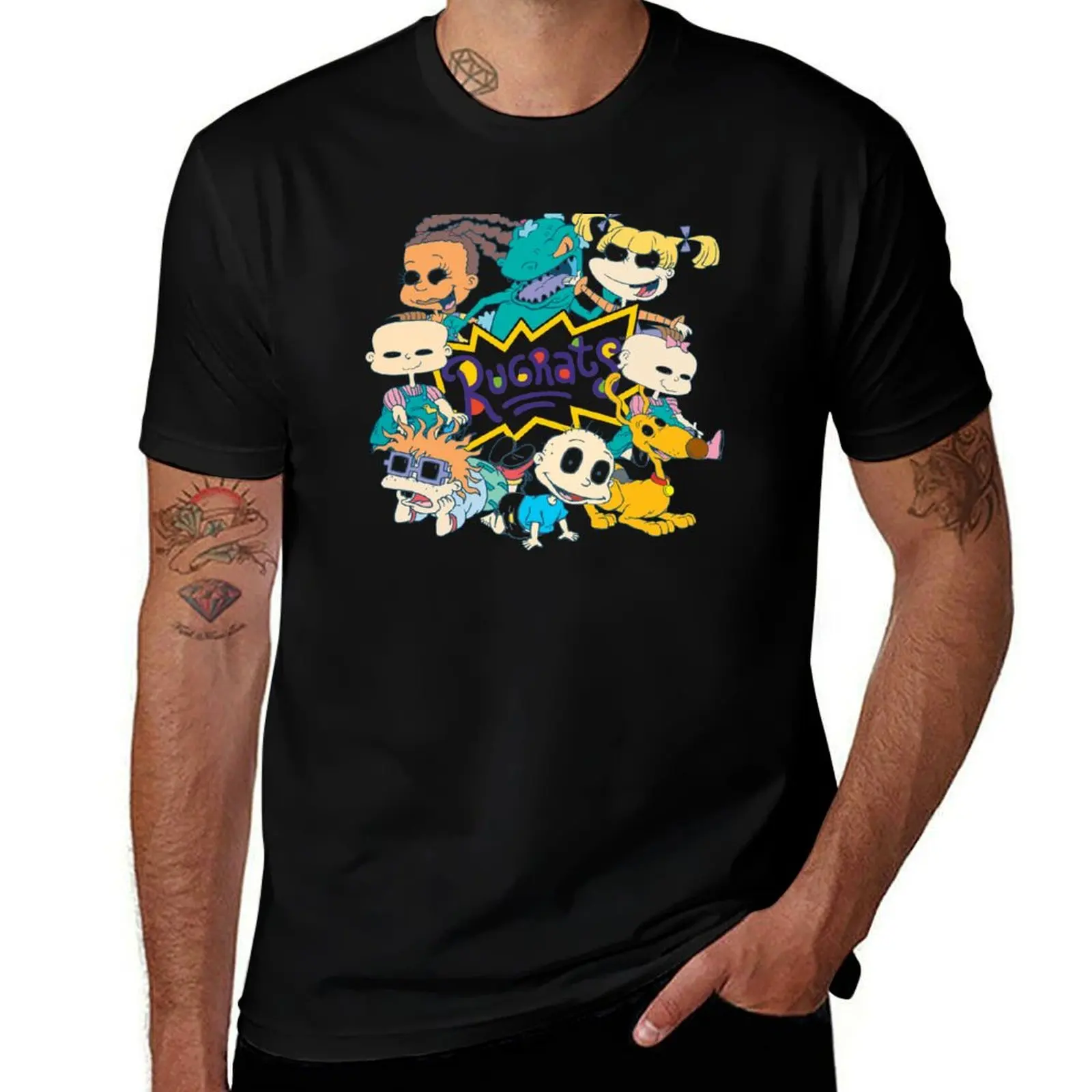 

Rugrats Character Group Center Logo T-Shirt croswit shirt man custom t shirt oversized graphic tee mens graphic t-shirts anime