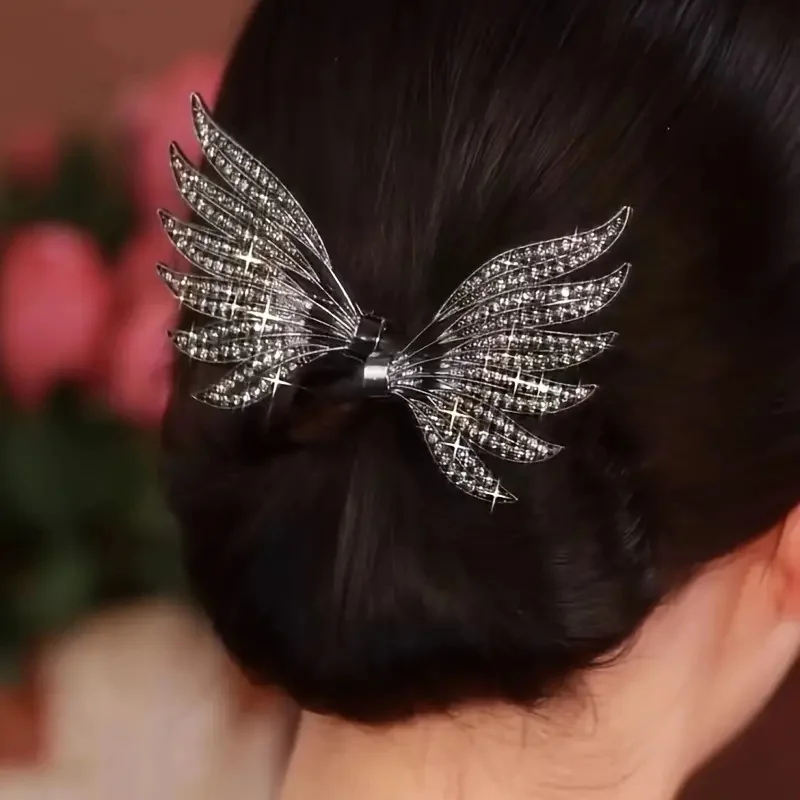 Black Angel Wings Full Hair Accessories, Zinc Alloy Full Sea Plate, Exquisite Headwear, Suitable for Holiday Use Hair Clips