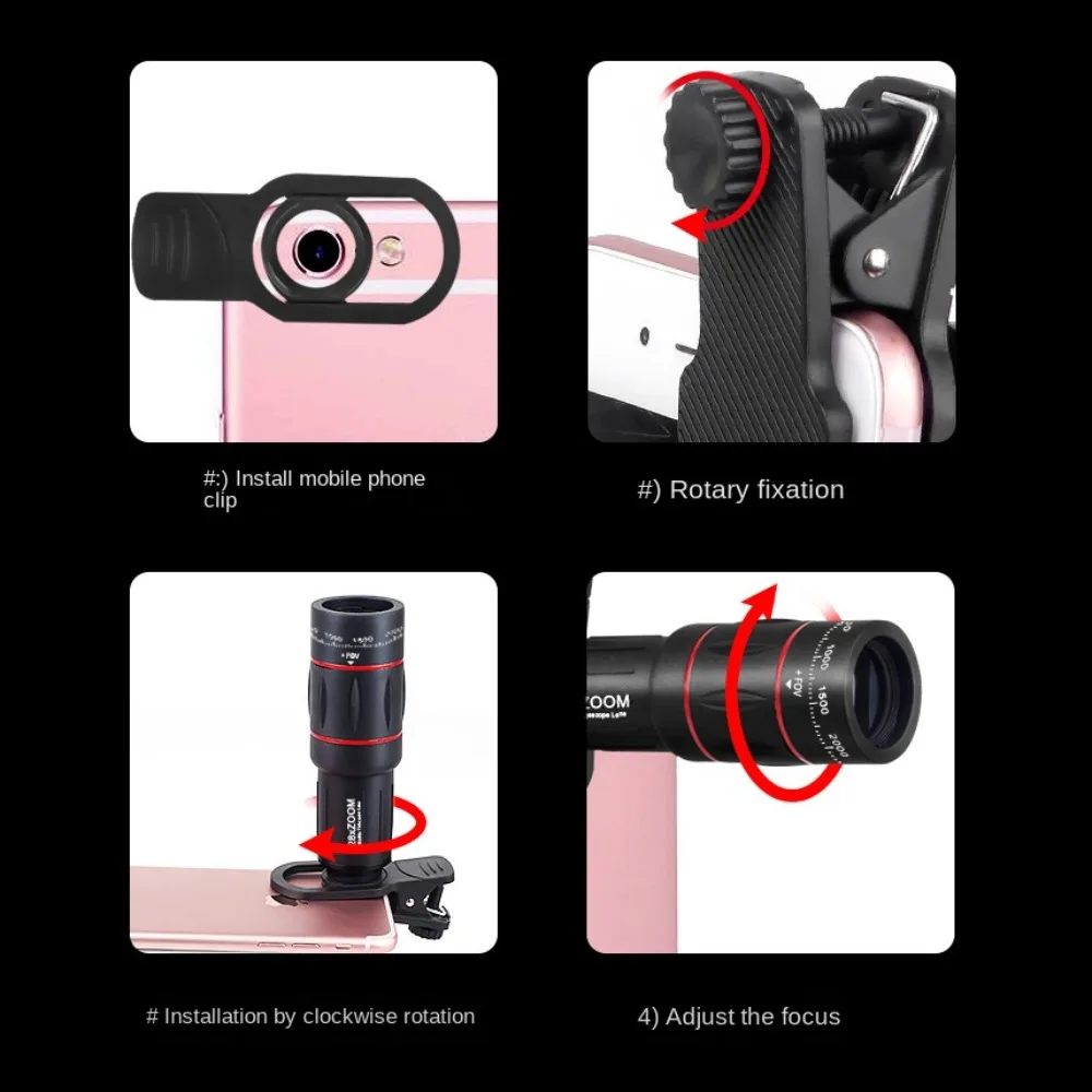 Universal HD Optical Cell Phone Lens Telephoto Lens Tripod Monocular Zoom Cell Phone Lens Monocular 18x25 Mobile Phone Lenses