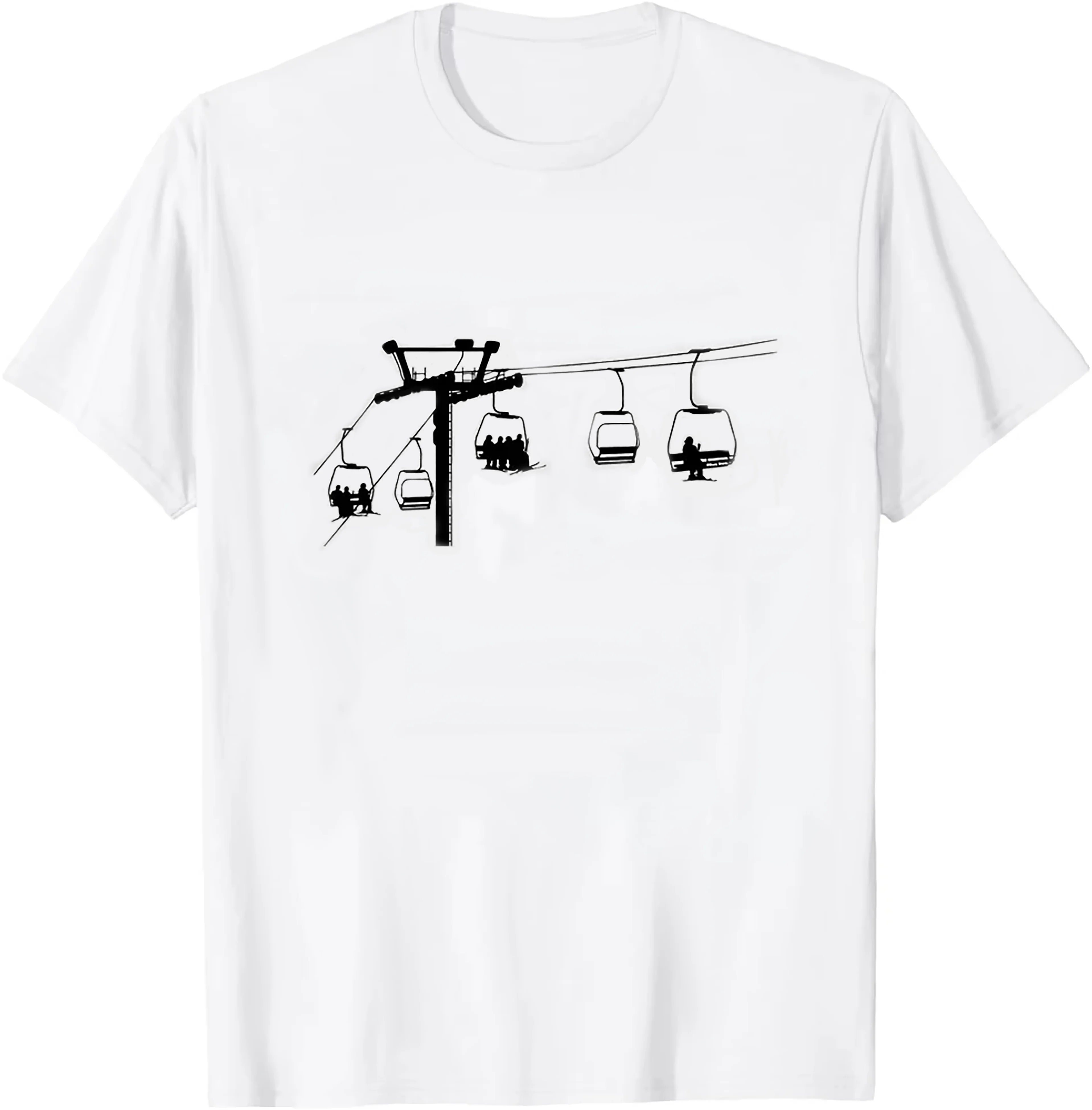 New Summer Ski Lift Unique Graphic Print Tee Cool Casual Daily Stylish Women Top Funny Soft and Breath Minimalist Aesthetic Tee
