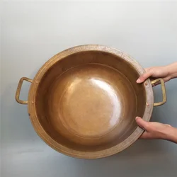 Copper Pot Household Pure Copper Old-Fashioned Handmade Frying Pan Restaurant Donkey-Hide Gelatin Pot Thickened Binaural Traditi