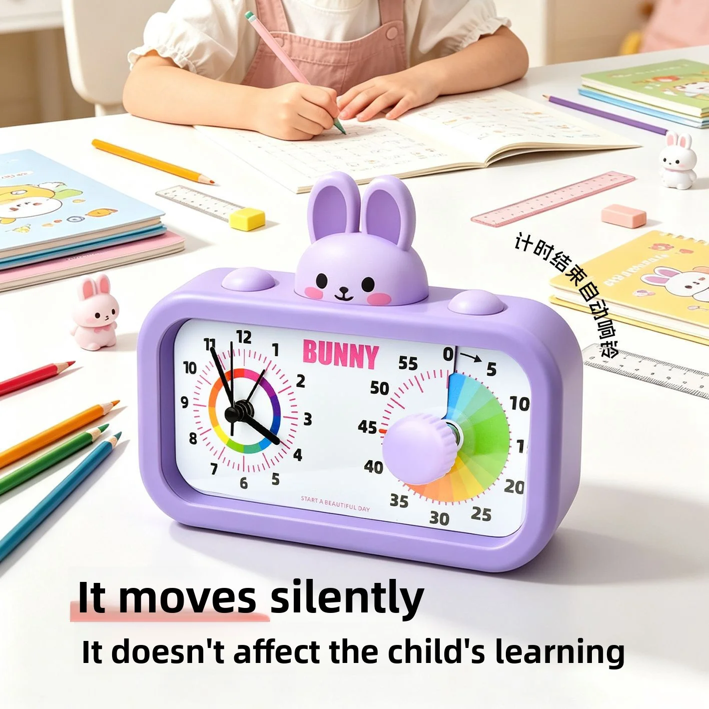 Time Rabbit Time Manager Alarm Clock Visualization Timer for Students Bedhead Dormitory Use - Easy to Read Timer Reminder
