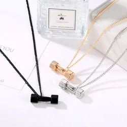 New INS Style Dumbbell Geometry Pendant Choker Necklace Chain For Women And Men Fashion Punk Party Jewelry Gifts