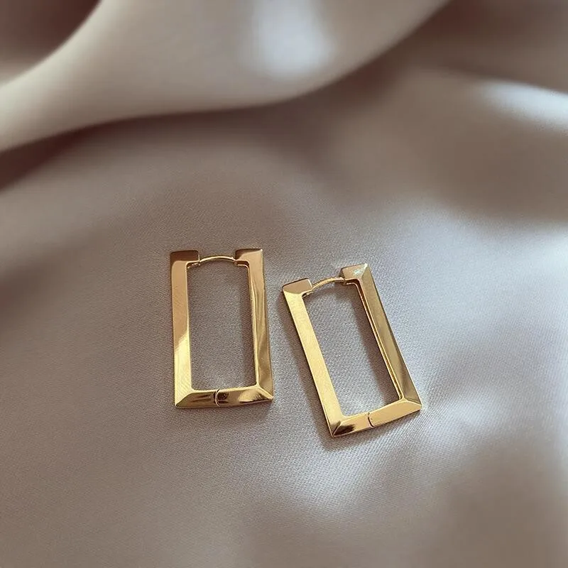 Square Geometric Earrings For Women Rectangular Gold Color Metal Earrings 2021 New Trendy Jewelry Gifts