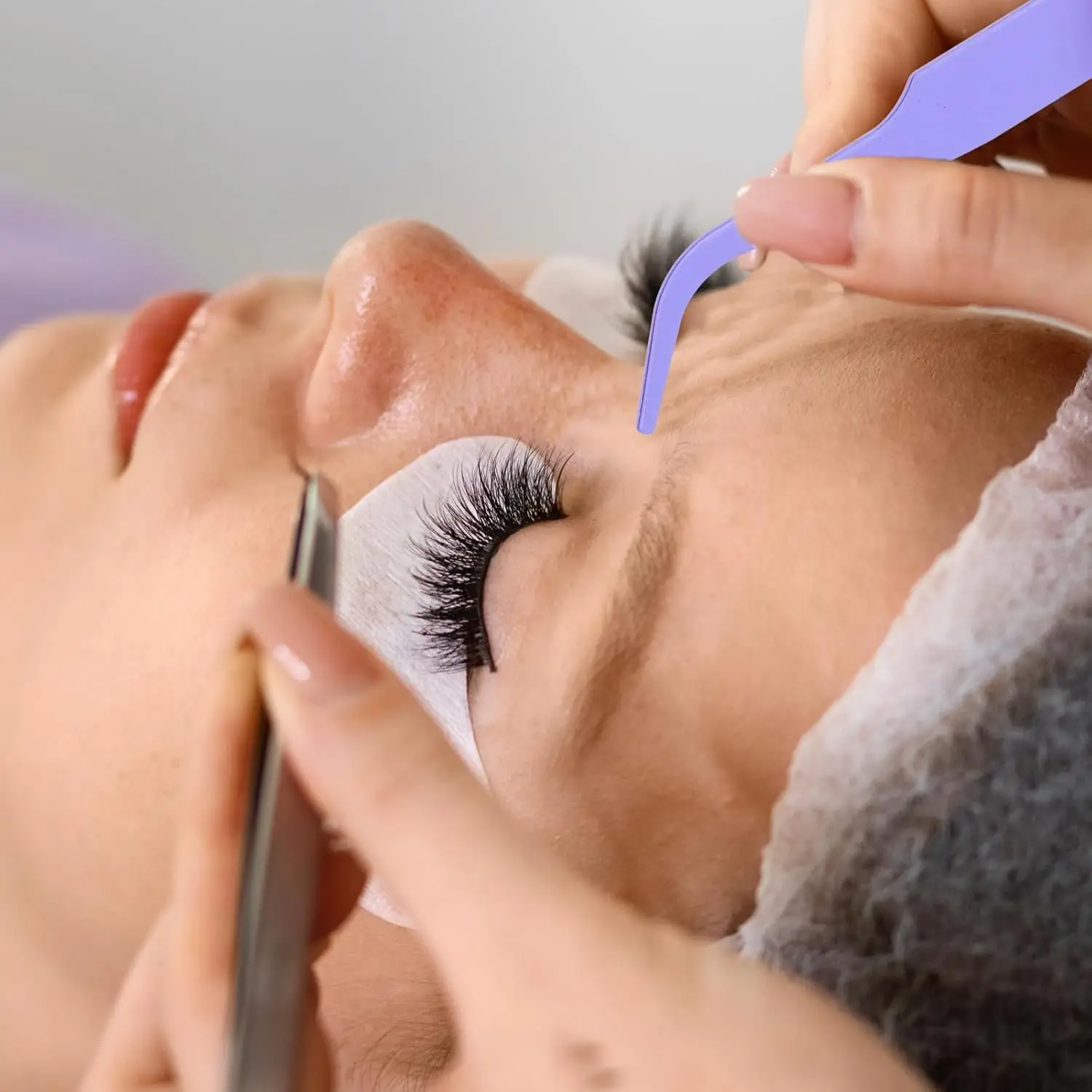 1pc Eyelash Tweezers Stainless Steel Eyelash Tweezers False Eyelash Auxiliary Eyelash Extension Tweezers