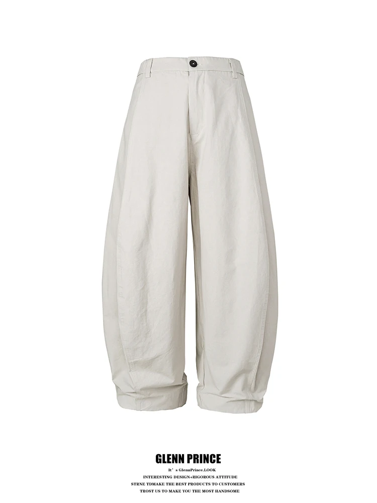 

GPstudio Men's Retro Cotton Drapey Knife Pants Casual Wide Leg Long Trousers Faionable Versatile Loose Fit High Waist