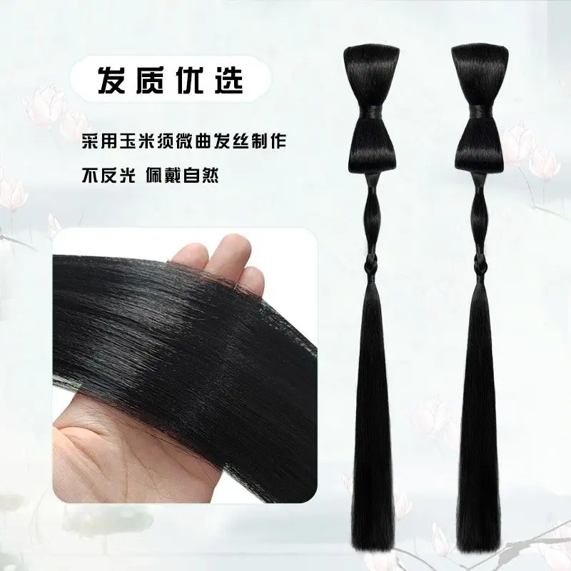 Nieuwe Hanfu-haarcollectie - Tang/Song/Ming-dynastie met strik versierde knotenset met oude stylingpads Concorde-geïnspireerde Hanfu-pruik