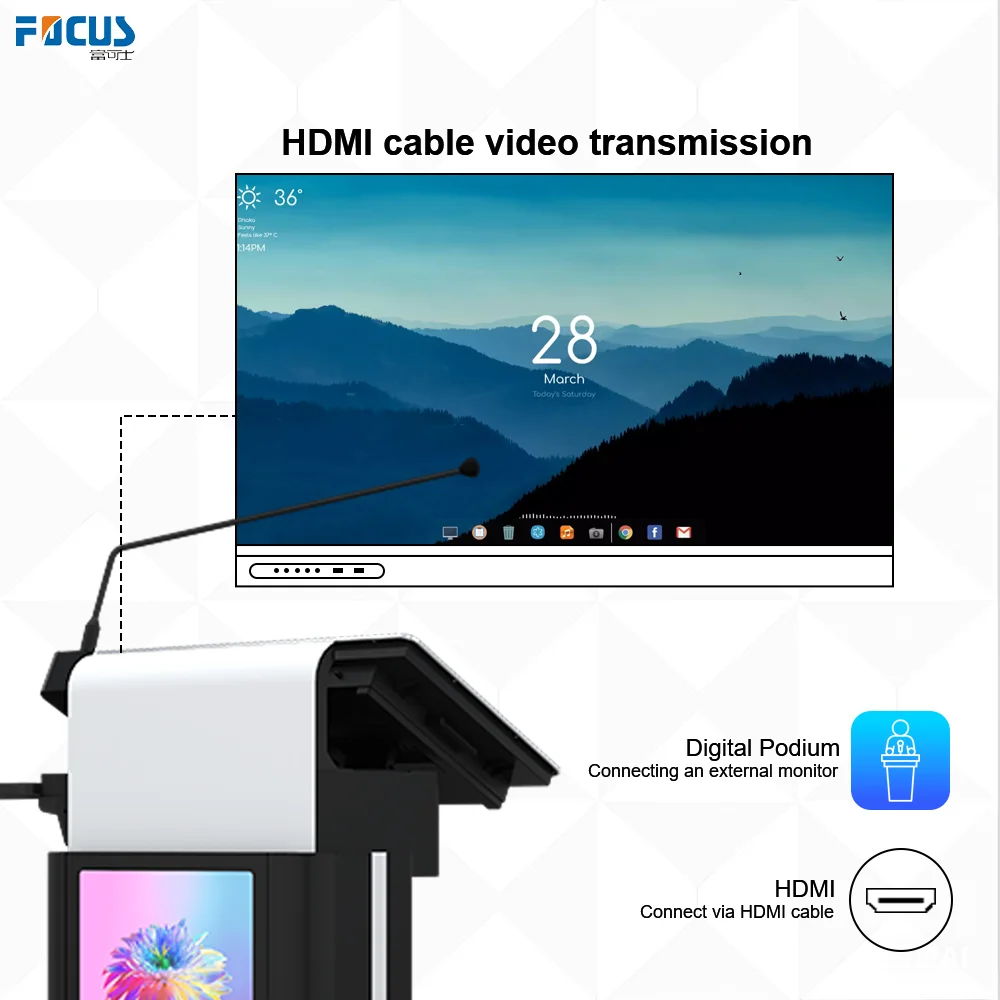 21.5in Classroom Rostrum Standing Multimedia Lectern Digital Smart Podium Height Adjustable Pulpit Stands for Church