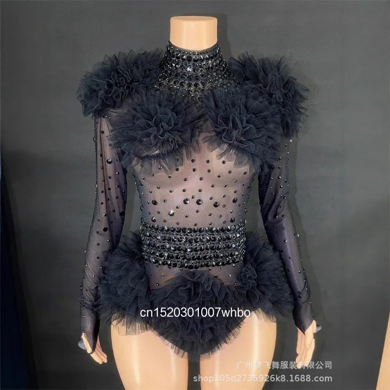 

Эластичный сетчатый комбинезон со стразами для вечеринок, корпоративных мероприятий, ежегодных встреч, выступлений и талант-шоу