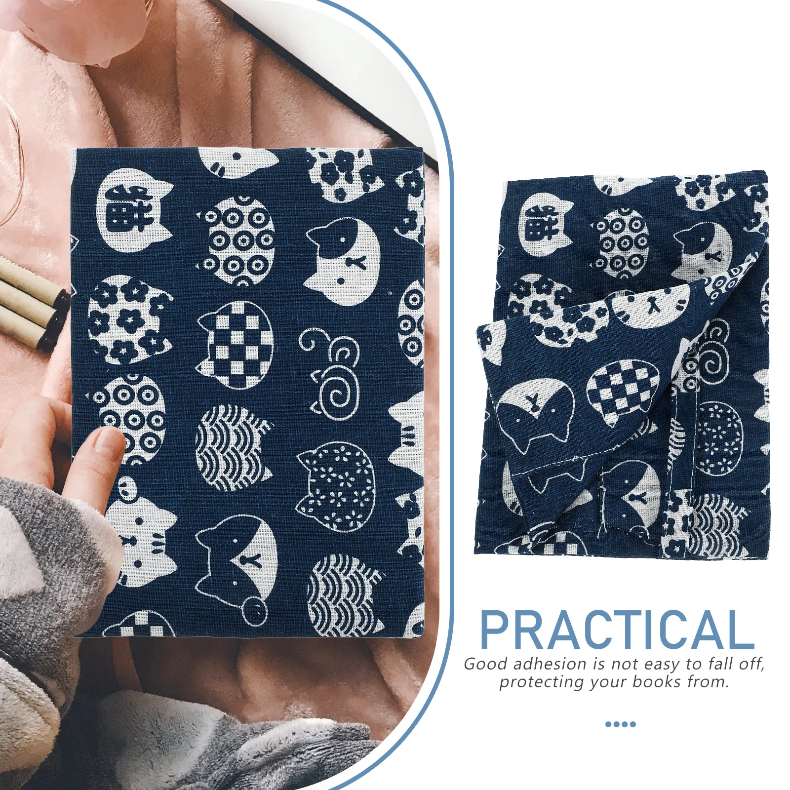 Blue Fabric Book Cover Protector Sleeve Diary Covers Hardcover Protective Cover Textbooks Cover Decorative delicate book cloth