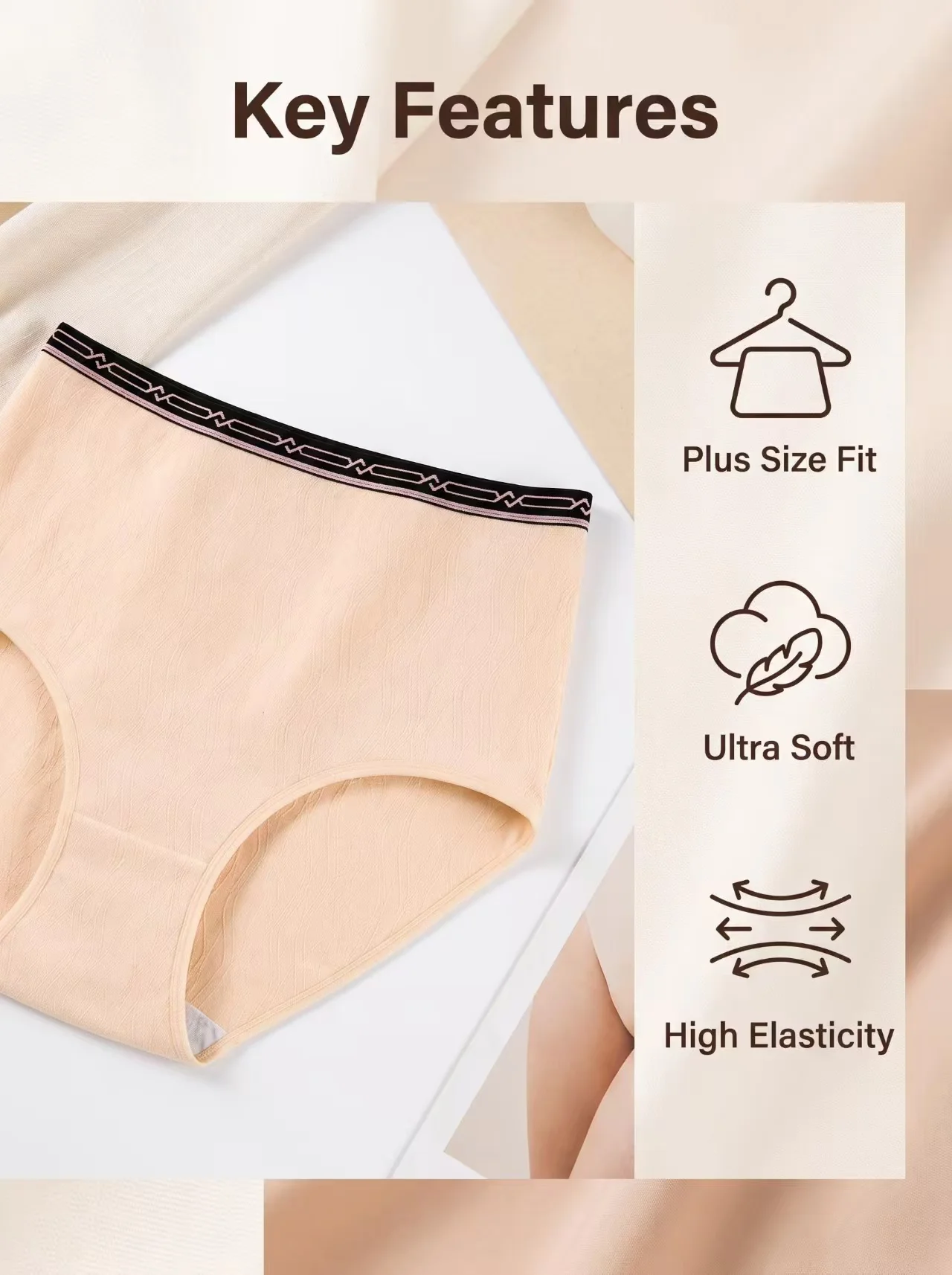 5PCS plus size women's cotton panties sexy solid color briefs women's fashion plus size triangle pants image 4
