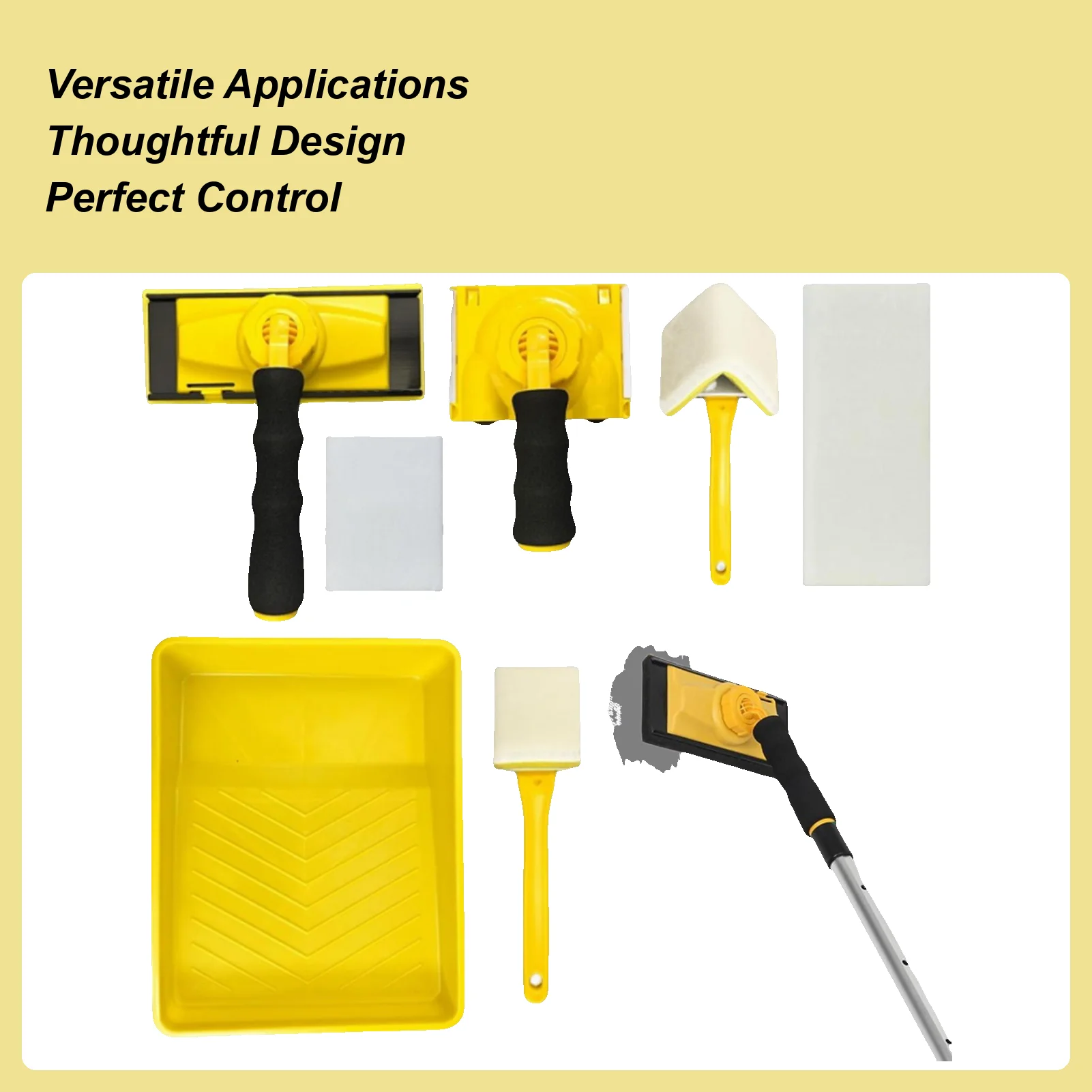 

Edge Painting Tool Corner Applicator Kit 360 Degree Rotation Handle Paint Pad Tray Set For Home Renovation Wall Ceiling Door