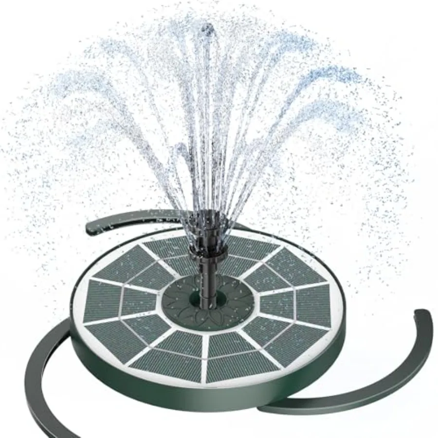 

Солнечный фонтан для птичьей поилки 3,5 Вт со встроенным аккумулятором 1800 мАч, солнечный водяной насос с 8 насадками, фонтан на солнечной энергии для сада B