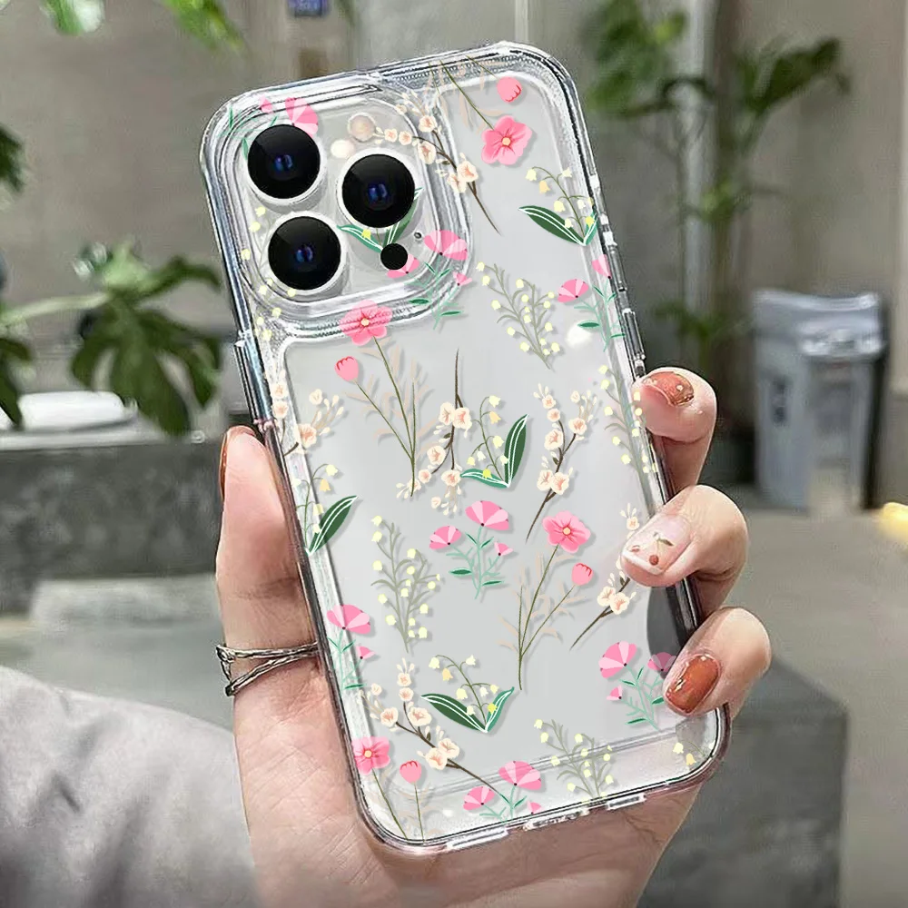 Flower Phone Case For iPhone 14 Covers iPhone 11 15 Pro Max 13 12 XR X Xs 7 8 Plus 15promax 13promax Soft TPU Transparent Funda