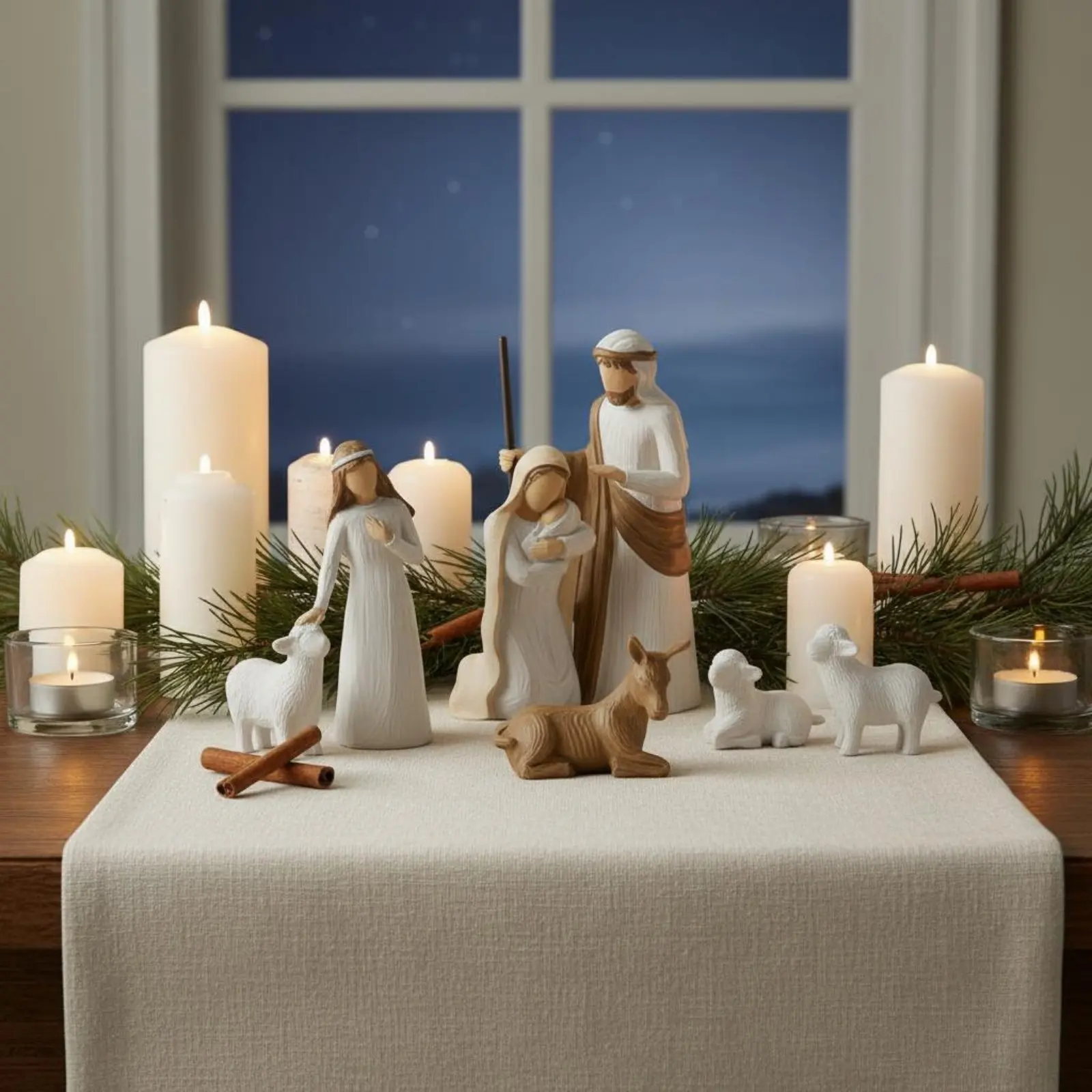 7 Pieces 7 Piece Nativity Set Traditional Design Resin Nativity Scene Manger Scene Set Intricate Detailing for Shelf, Mantel