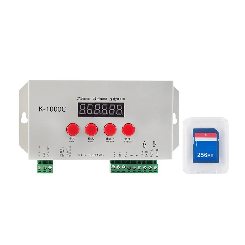 

K1000C SD Card Controller RGB Controller WS2801 WS2811 WS2812B LPD6803 LED 2048 Pixels Program Controller DC5-24V Durable