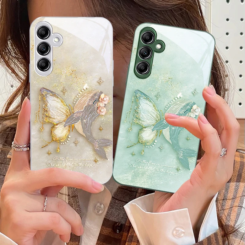 

Dreamy Butterfly Colors For Samsung Galaxy A14 4G 20 30 52 20S 21S 22 A32 33 34 42 50 51 53 54 70 71 72 73 5G Glass Phone Case