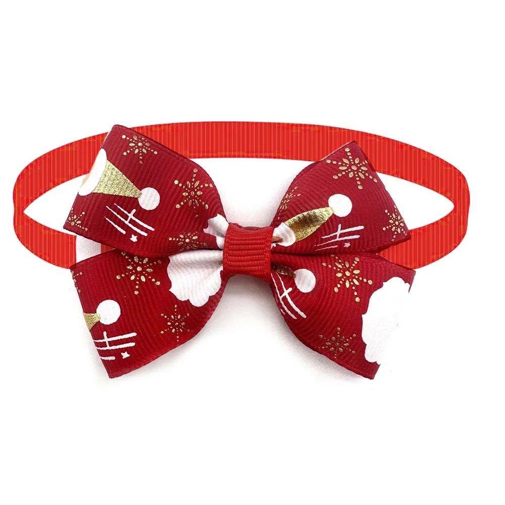 50pcs Christmas Pet Dog Cat Bow Ties Adjustable Dog Ties Pet Holiday Bow Tie Collar Pet Grooming Supplies for Small Dogs