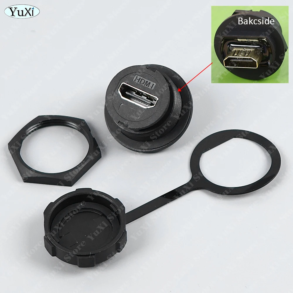 1pc D-Type Chassis Connector USB Micro Type-C RJ45 HDMI-compatible Female to Female Converter Panel Mount DIY Jack Dust Cover
