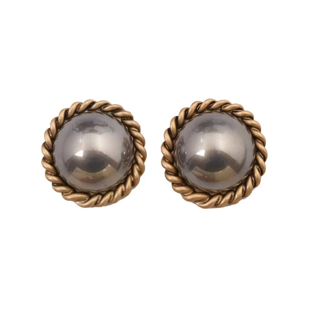 

2024 spring new medieval retro style simple high-grade hemp pearl earrings cross-border foreign trade jewelry wholesale