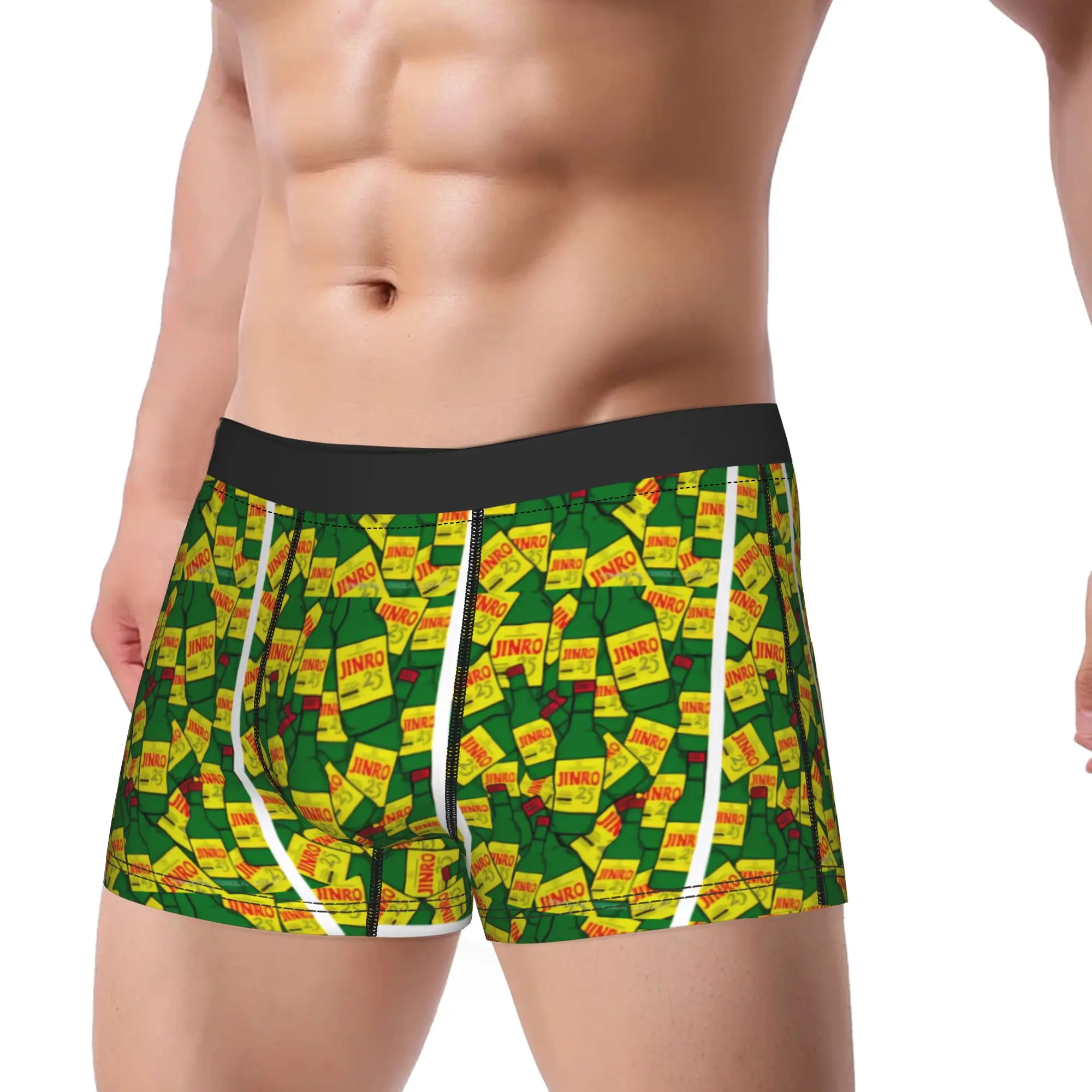 jJinro Soju Bottle Pattern  jJinro Underpants Breathbale Panties Male Underwear Ventilate Shorts Boxer Briefs