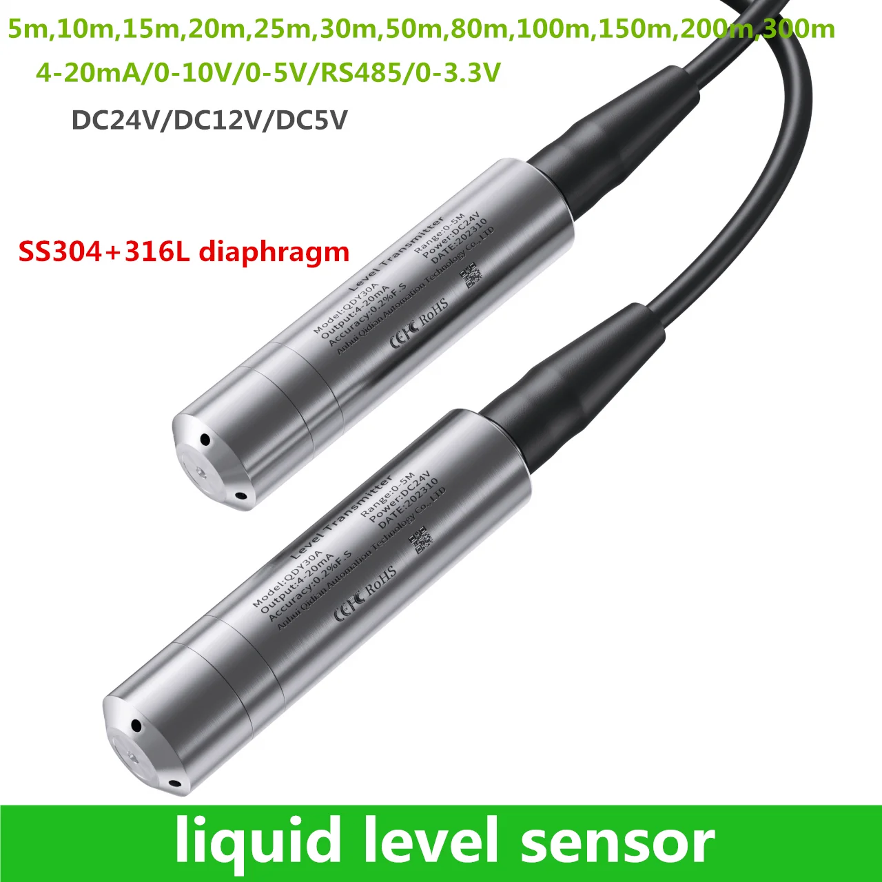 

Liquid Level Transmitter DC24V DC5V Water Level Sensor 4-20mA 0-10V 0-3.3V Liquid Level Transducer Tank gas oil air