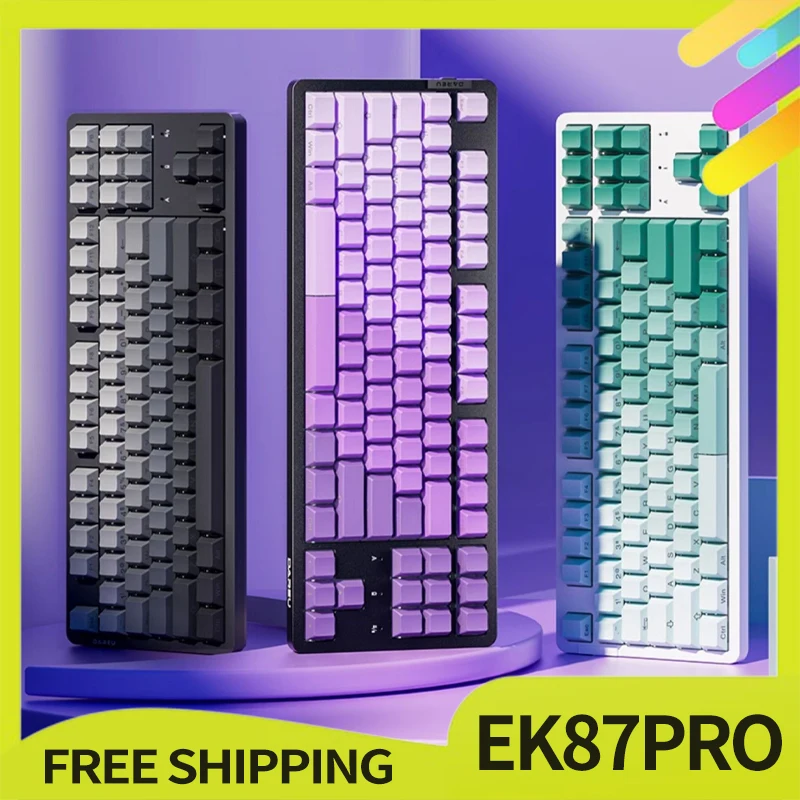 

Dareu Ek87pro Keyboard 87key Gradient Side Printed Wireless Mechanical Keyboard Custom Three Mode Keyboards For Pc Gamer Gifts