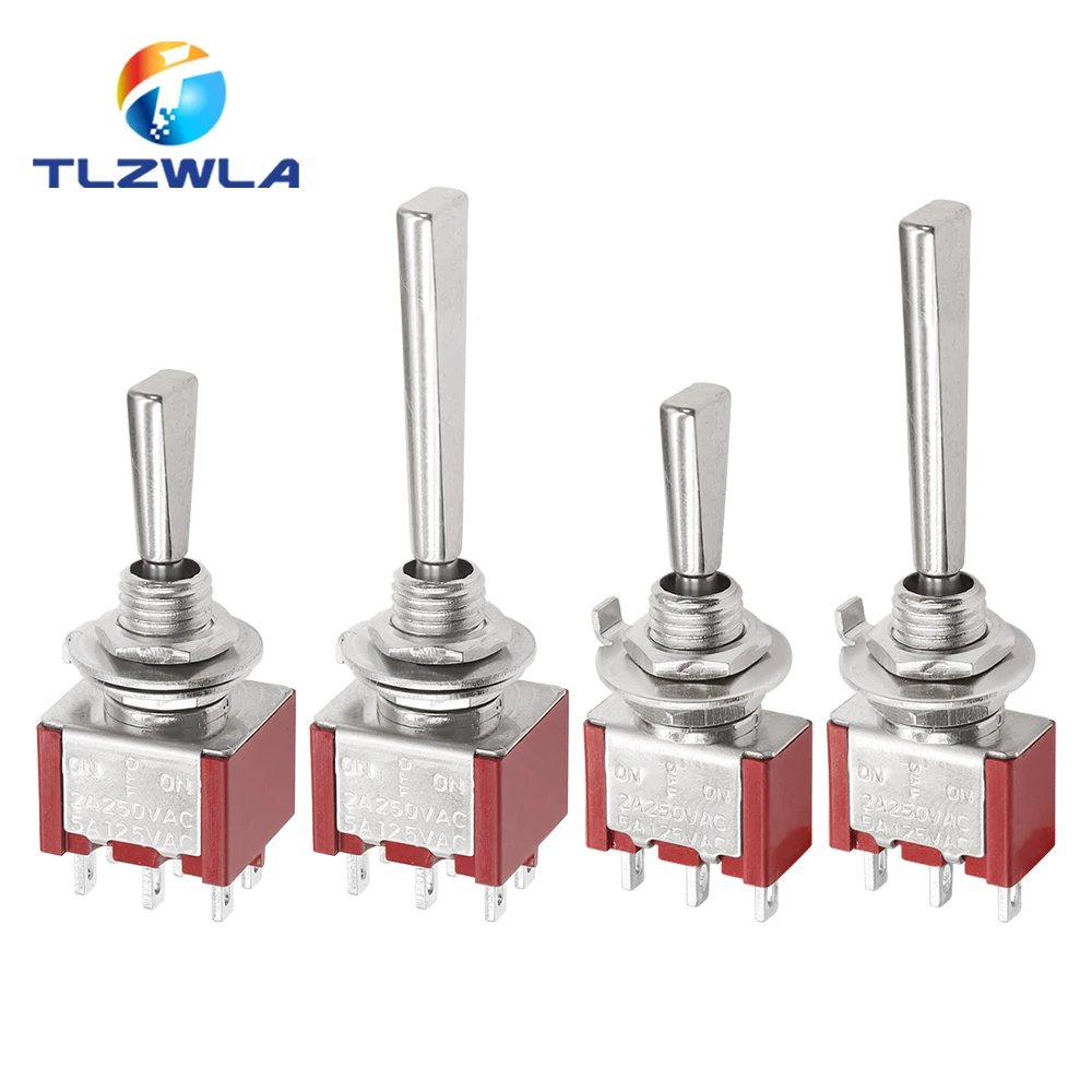 6mm Flat Handle Toggle Switch 3/6Pins ON-OFF-ON
