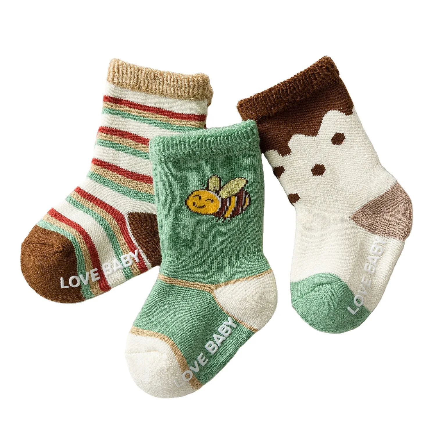 Calcetines térmicos de algodón para niños y niñas, medias gruesas, cálidas, para recién nacidos, invierno, lote de 3 pares