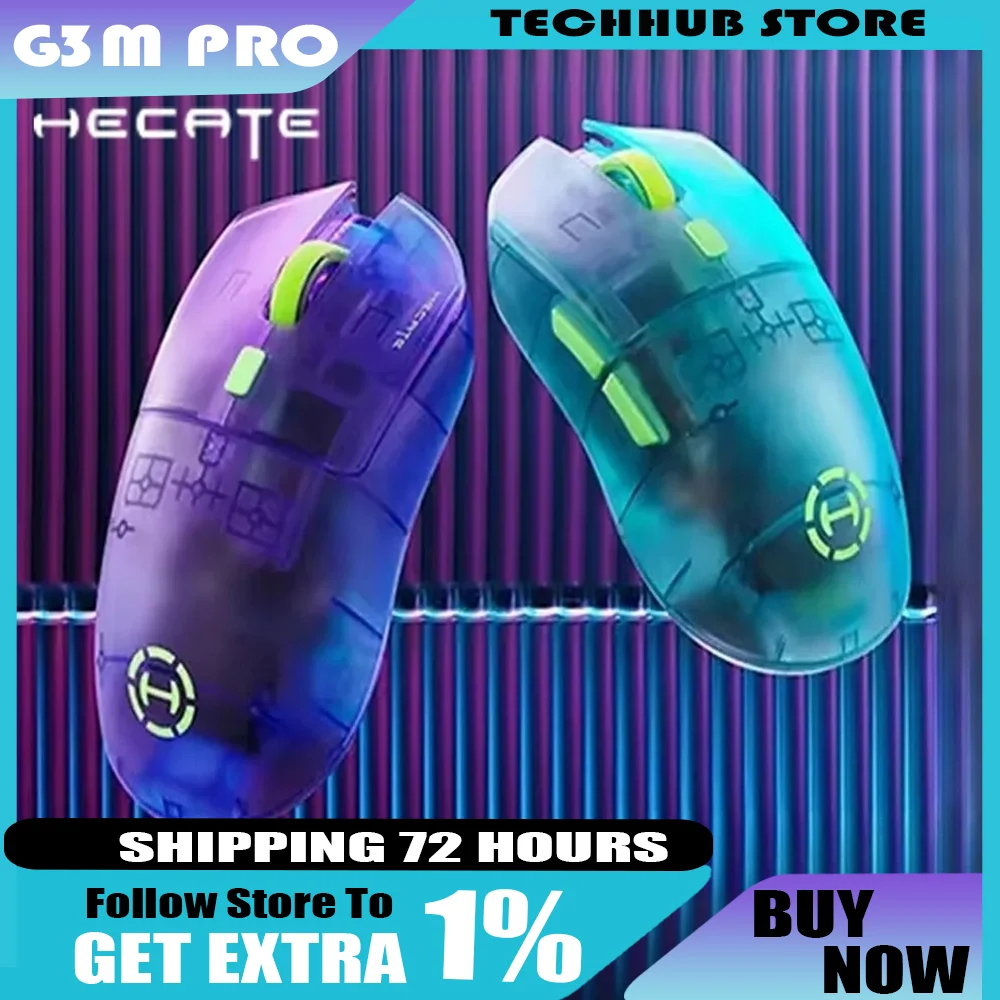 

Беспроводная мышь Hecate G3m Pro, трехрежимная игровая мышь с низкой задержкой, легкая мышь со вспышкой, киберспортивный офис, ПК, геймер, мужские подарки