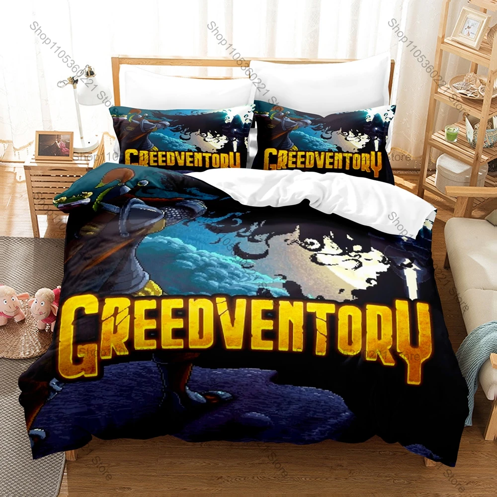 Rivalia Dungeon Raiders Game Duvet Cover + 2 Pillowcases, Roguelite Dungeon Crawler Print Bedding for Home & Dorm