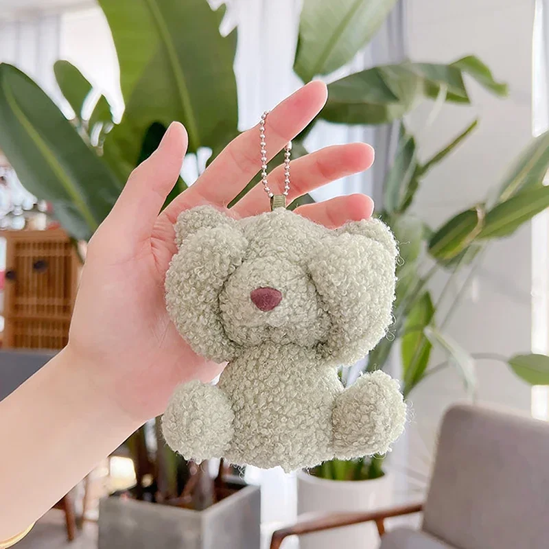 Cartoon Covering Face Shy Bear Doll Keychain Pendant Plush Bear Doll Toy Cute Stuffed Bag Charms Decorations Couple Pendant Gift