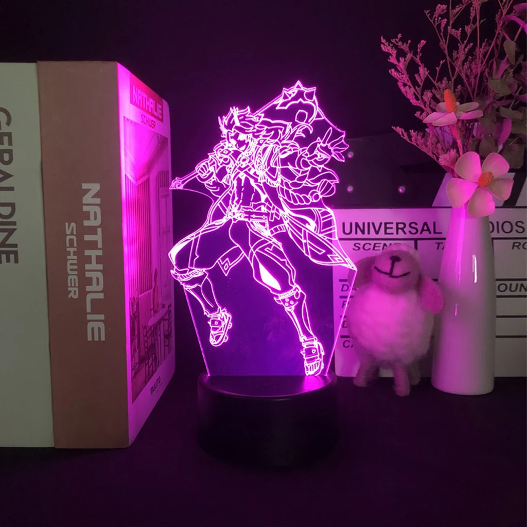 Nova genshin impacto hu tao xiao 3d led night light anime lâmpada de dois tons para o quarto do miúdo decoração natal presente aniversário yae miko