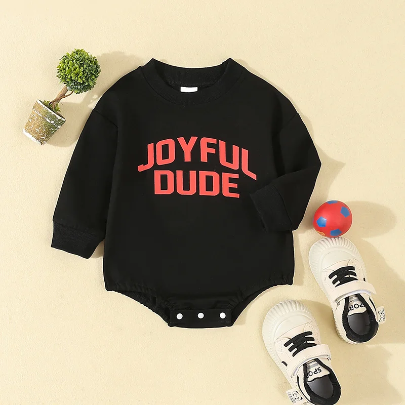 Cathery Autumn Infant Baby Boy Sweatshirt Bodysuit Casual Letter Print Long Sleeve Jumpsuit Fall Outfit Clothes baby clothes boy