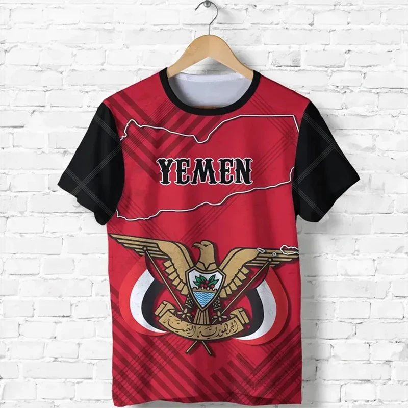 Yemen Men's T-shirts Casual Loose Round Neck Yemeni YE Flag Short Sleeve Tees Tops Men Clothing Oversized Tee Shirts Streetwear