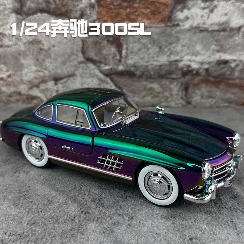 Classic 1:24 Mercedes-Benz 300SL Electroplated Version Alloy Car Diecast Metal Model Children's Toy Kids Gift Birthday Present