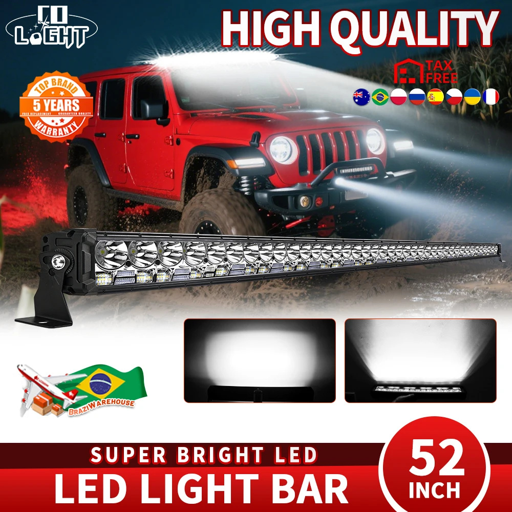

CO LIGHT 12D 52inch Offroad LED Bar Spot Flood Beam DRL LED Light Bar for Car Truck Boat 4X4 ATV SUV Barra LED Work Light 12V
