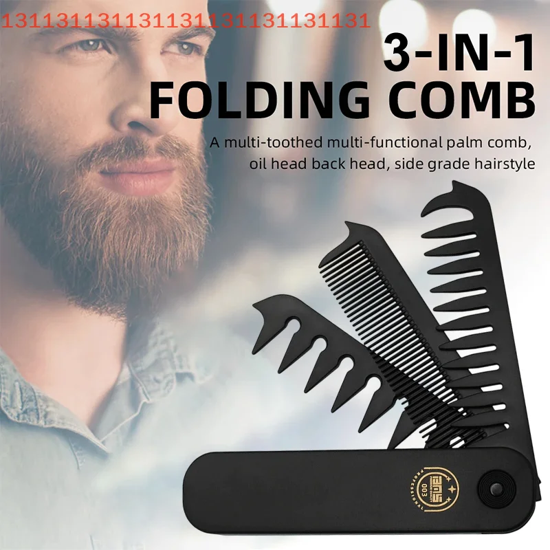 

3 In 1 Folding Combs Plastic Wide Tooth Oil Head Comb Beard Combing Multifuncional Barber Hair Clipper Comb Styling Tools