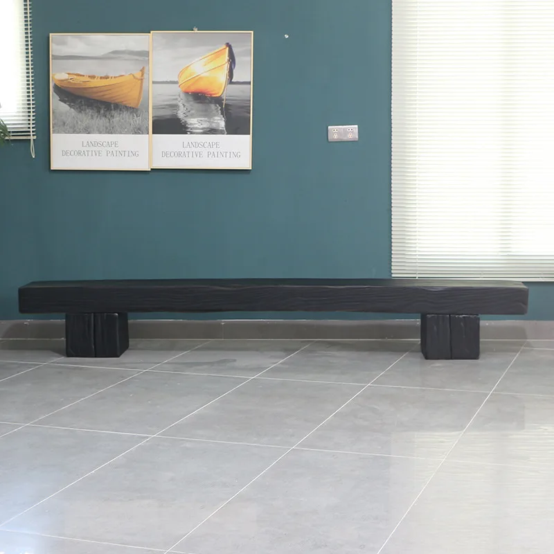 New Chinese-style solid wood long stool homestay dead wind personalized creative