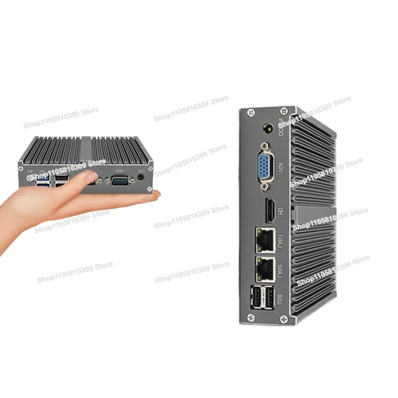 Micro Industrial Computer Dual Network Port All Aluminum Fanless, Industrial Small Computer Supports 4G Module