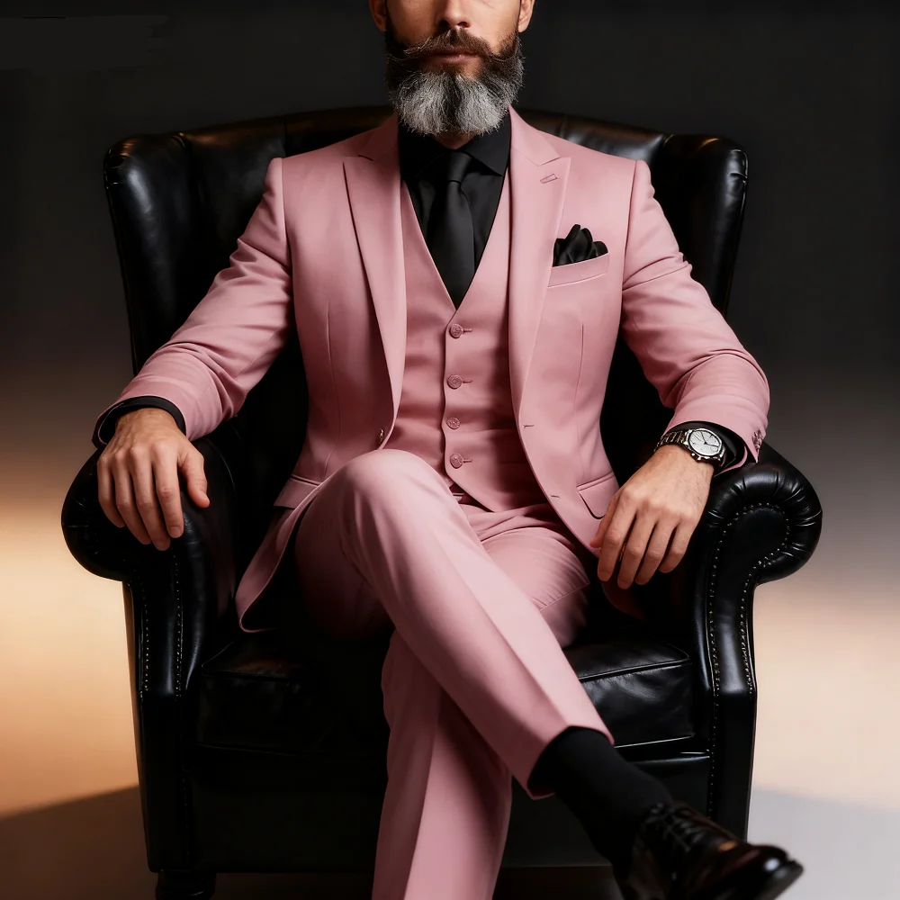 

Classic Slim Fit Wedding Tuxedos 3 Piece Set for Groomsmen And Male Bridegroom Formal Business Suit with Jacket Vest Pants