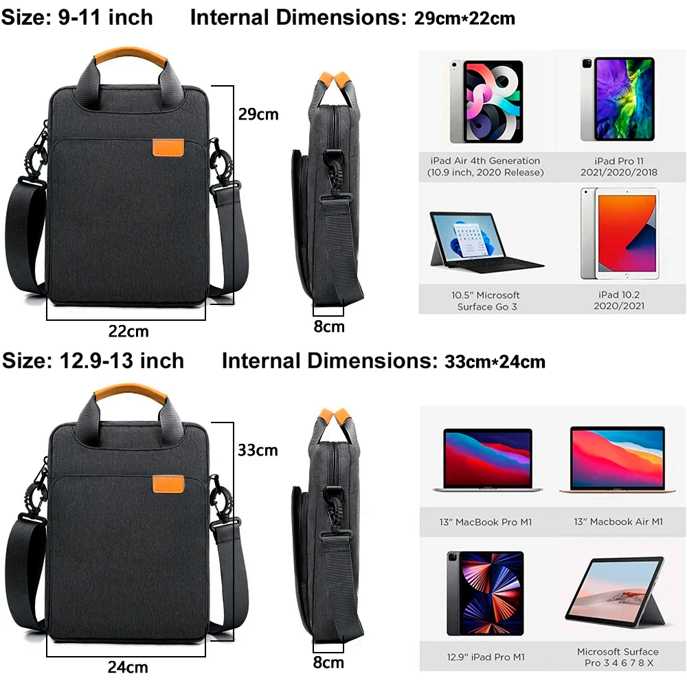 Tablet Handbag Crossbody Bag For Samsung Tablet S7 S8 Plus A7 A8 9.7-13 Inch Bag For IPad Air Pro 12.9 Tablet Case Storage Bag