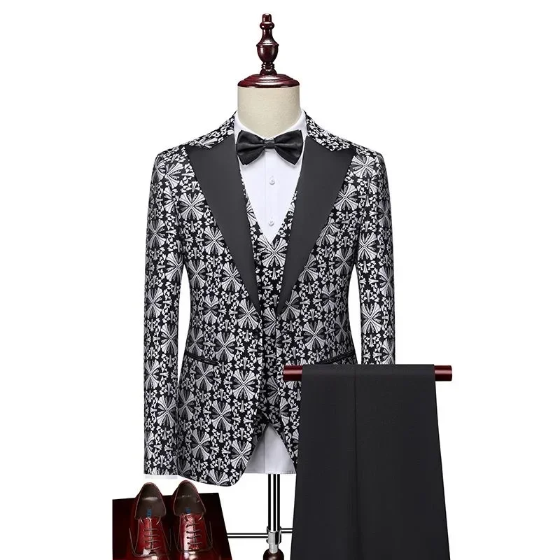 

O534Banquet host performance high-end suede suit British style slim fit