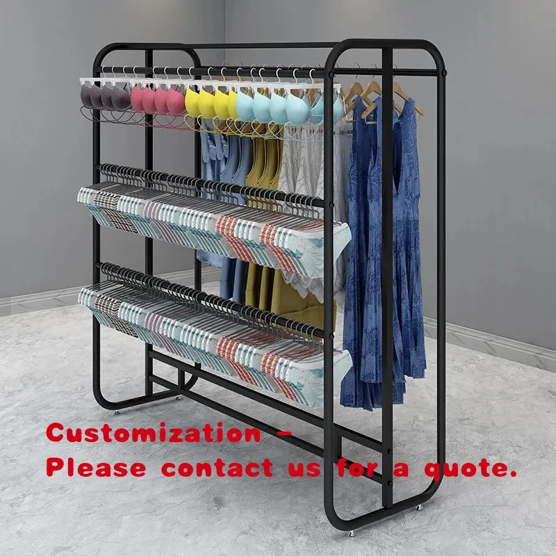 custom.Underwear Store Island Rack Double Bar Bra Panties Iron Shelf Multi-layer Row Swimsuit Pants Golden Display Hange