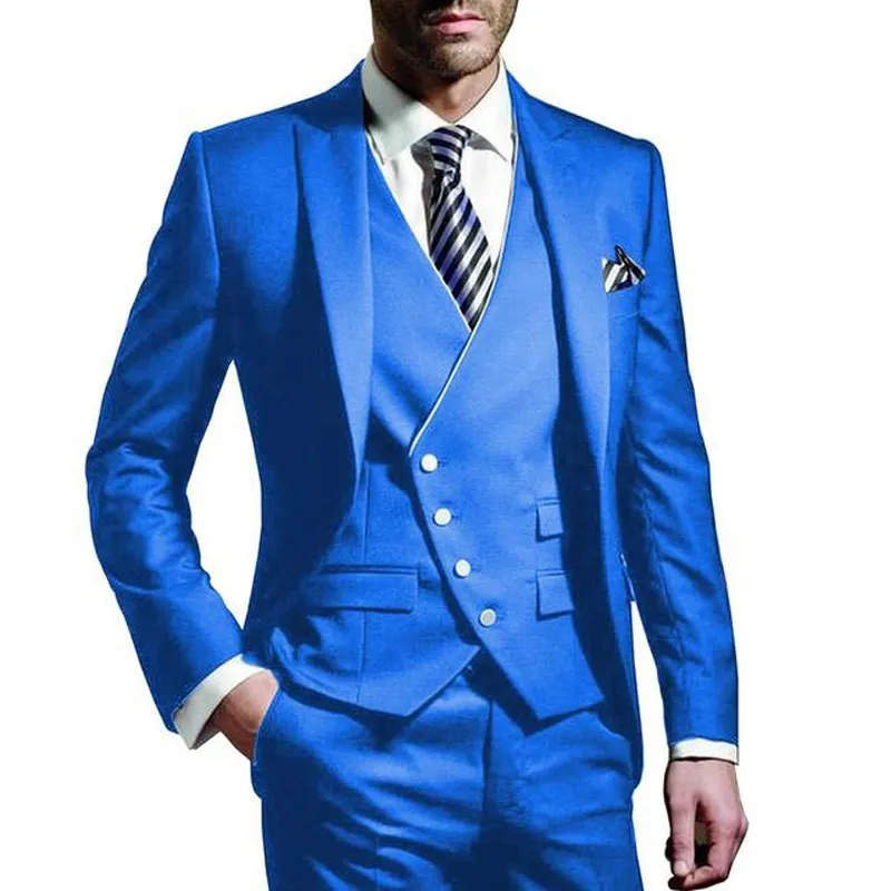 

New three-piece men's suit groom dress suit jacket one button formal business suit tuxedo