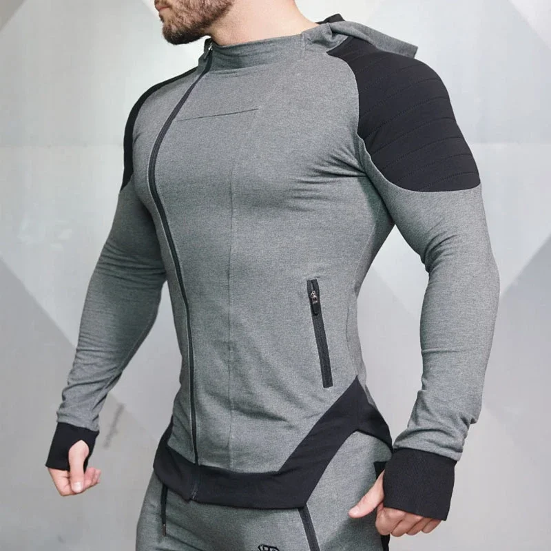 Men Hoodies Sweats Sweatshirt Hooded Fitness Gym Coat Outdoor Sport Tops Bodybuilding Men Sweater Autumn and Winter New Fashion