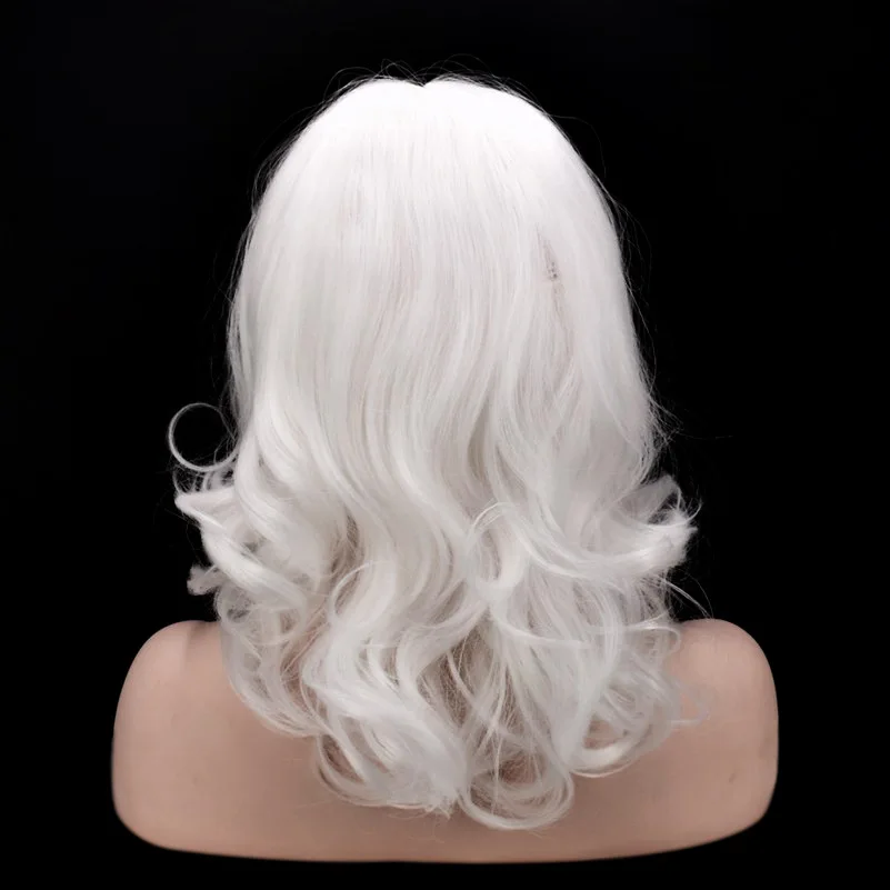 Synthetic Christmas Cosplay Women's Wigs White Santa Claus Beard Unisex Men Women Party Cosplay Wigs for Men Long Curly Wigs