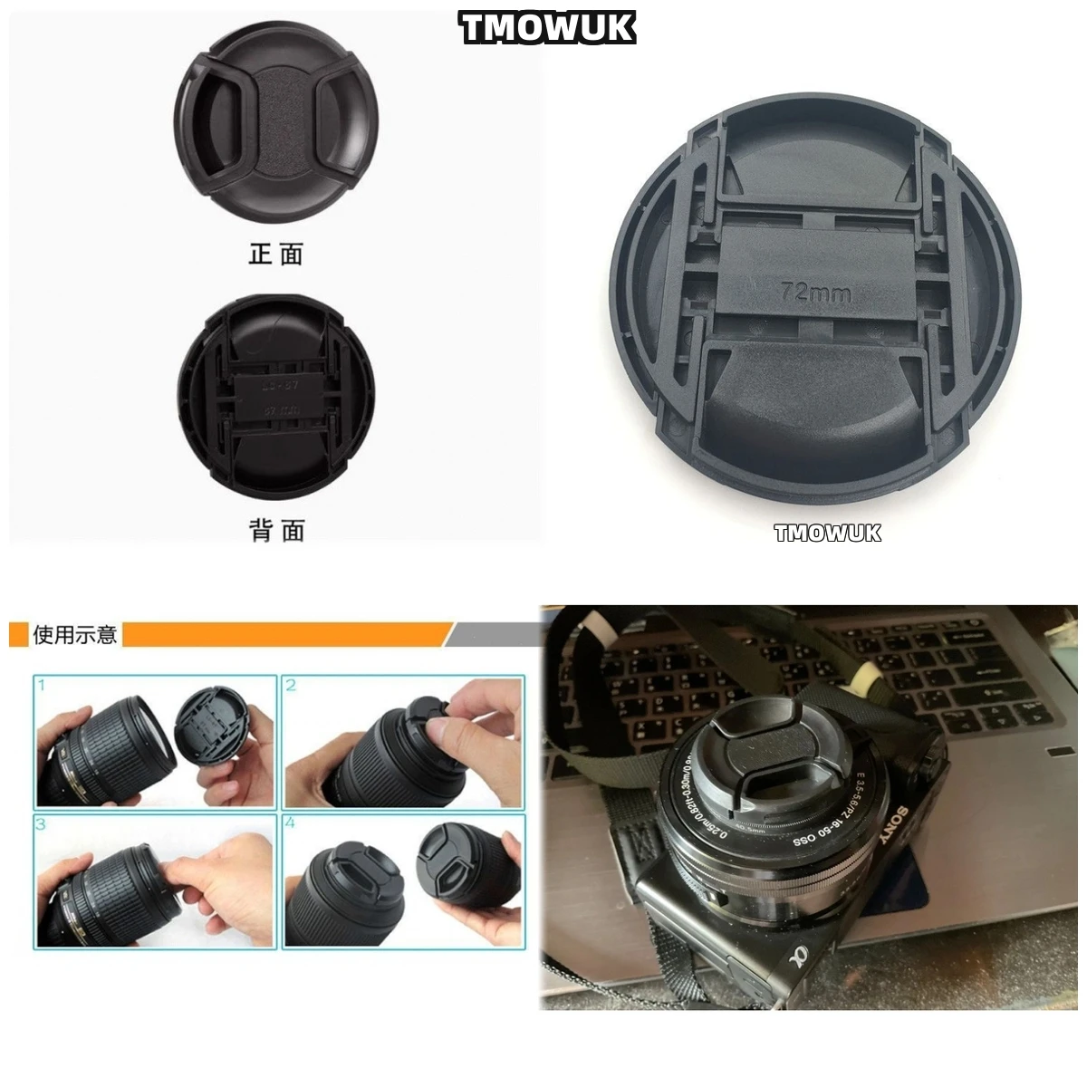 

For FUJIFILM X-T3 X-T60 X-Pro4 X-A10 X-H2 X-E2s X-M5 X-T70 X-T1 X-T30 Mark II Camera Lens Cap Protective Cover Center Pinch Snap